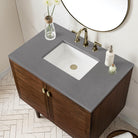 JMV Amberly 36 inch vanity antique walnut with gray expo quartz countertop 2