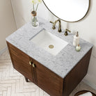 JMV Amberly 36 inch vanity antique walnut with eternal jasmine pearl quartz countertop 2