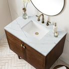 JMV Amberly 36 inch vanity antique walnut with ethereal noctis quartz countertop 