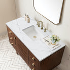 Amberly 48 inch vanity antique walnut with ethereal noctis quartz countertop