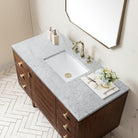 JMV Amberly 48 inch vanity antique walnut with white carrara marble countertop