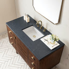 JMV Amberly 48 inch vanity antique walnut with charcoal soapstone quartz countertop