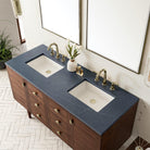 JMV Amberly 60 inch double vanity antique walnut with charcoal soapstone quartz countertop