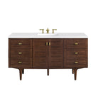 JMV Amberly 60 inch vanity antique walnut with white zeus quartz countertop