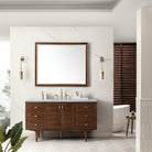 JMV Amberly 60 inch vanity antique walnut with arctic fall solid surface countertop