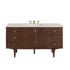 JMV Amberly 60 inch vanity antique walnut with eternal marfil quartz countertop