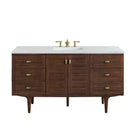 JMV Amberly 60 inch vanity antique walnut with ethereal noctis quartz countertop