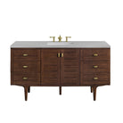 JMV Amberly 60 inch vanity antique walnut with eternal serena quartz countertop