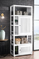 JMV Athens 30 inch linen cabinet glossy white side view