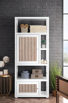 JMV Athens 30 inch linen cabinet glossy white lifestyle