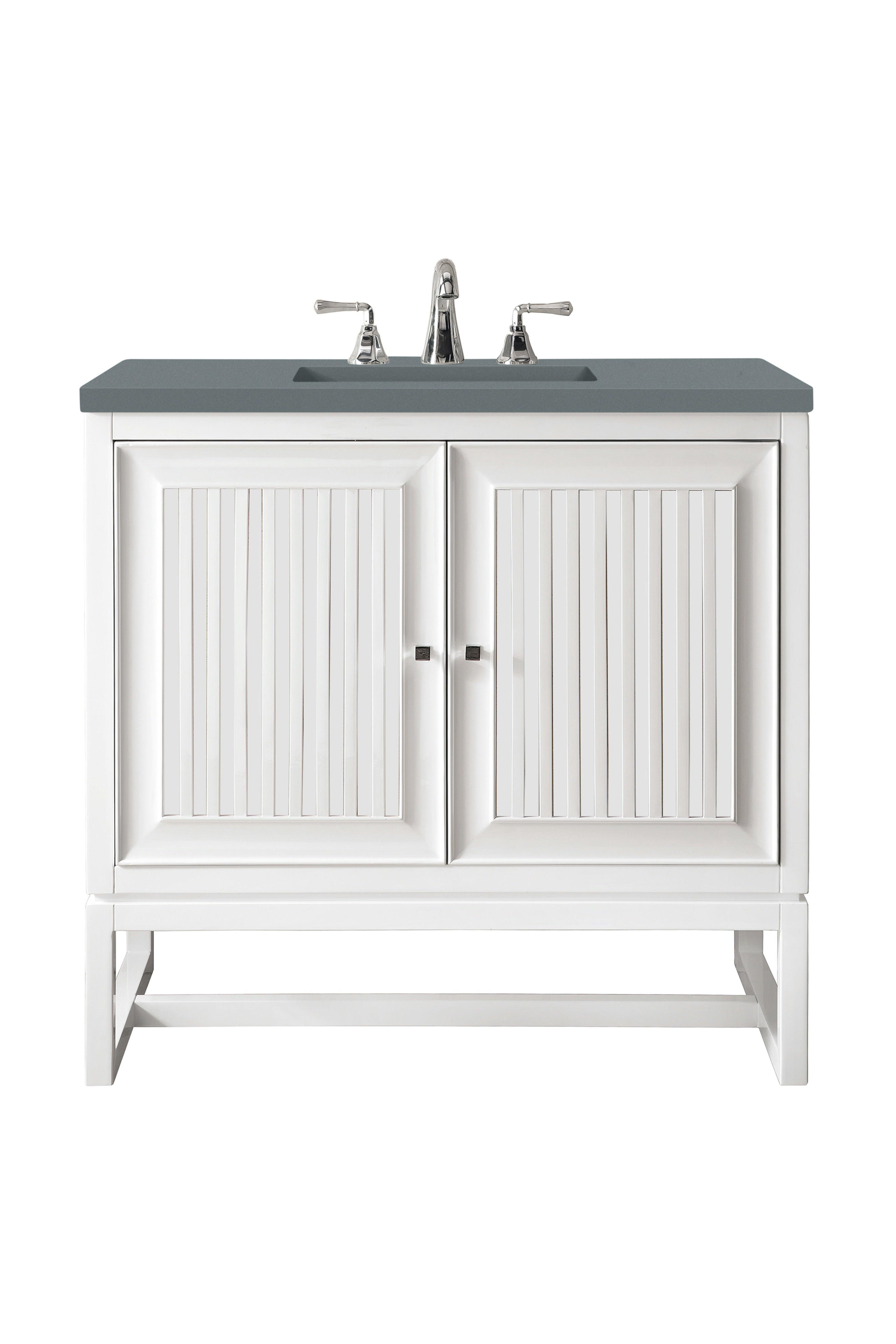 JMV Athens 30 inch vanity glossy white with cala blue quartz countertop 