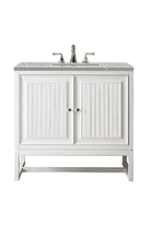 JMV Athens 36 inch vanity glossy white with eternal serena quartz countertop 