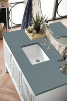 JMV Athens 48 inch single vanity glossy white with cala blue quartz countertop