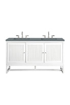 JMV Athens 60 inch double vanity glossy white with cala blue quartz countertop 