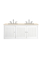 JMV Athens 60 inch double vanity glossy white with eternal marfil quartz countertop 