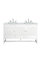 JMV Athens 60 inch double vanity glossy white with ethereal noctis quartz countertop 