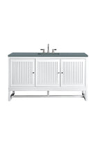 JMV Athens 60 inch vanity glossy white with cala blue quartz countertop 