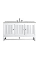 JMV Athens 60 inch vanity glossy white with eternal serena quartz countertop 