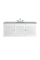 JMV Athens 60 inch floating vanity glossy white with eternal serena quartz countertop 