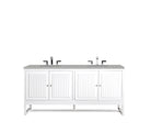 JMV Athens 72 inch vanity glossy white with eternal serena quartz countertop 