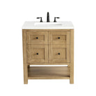 JMV Breckenridge 30 inch vanity light natural oak with white zeus quartz countertop 