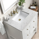 JMV Breckenridge 30 inch vanity bright white with eternal jasmine pearl quartz countertop 