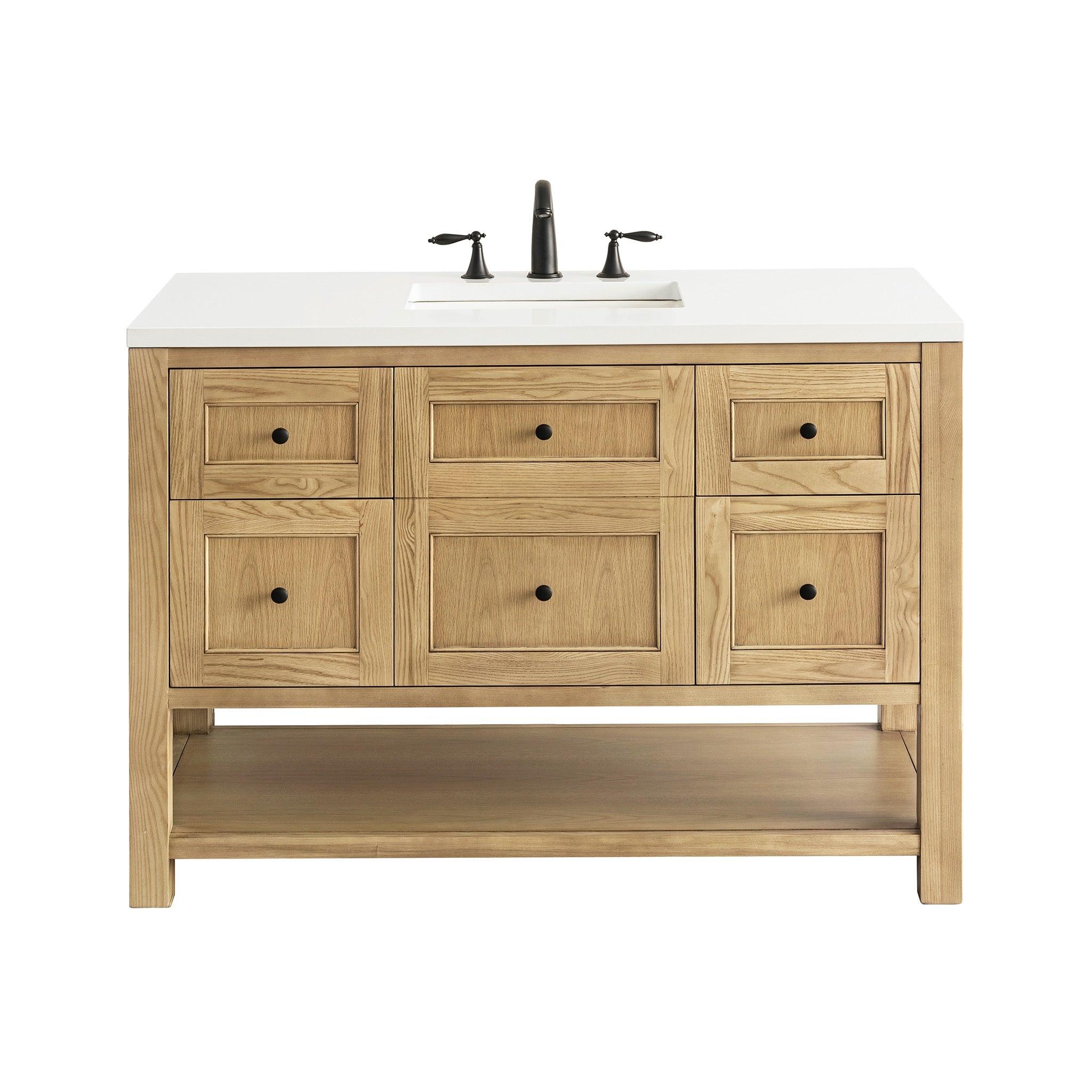 JMV Breckenridge 48 inch vanity light natural oak with white zeus quartz countertop 