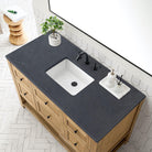 JMV Breckenridge 48 inch vanity light natural oak with charcoal soapstone quartz countertop 