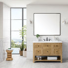 JMV Breckenridge 48 inch vanity light natural oak with white zeus quartz countertop lifestyle