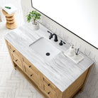 JMV Breckenridge 48 inch vanity light natural oak with arctic fall solid surface countertop 