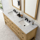 JMV Breckenridge 72 inch vanity light natural oak with white carrara marble countertop 