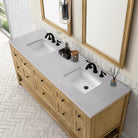 JMV Breckenridge 72 inch vanity light natural oak with eternal serena quartz countertop 