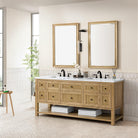 JMV Breckenridge 72 inch vanity light natural oak with white zeus quartz countertop lifestyle side view