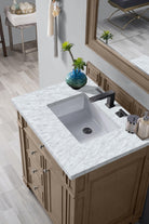 JMV Bristol 30 inch vanity whitewashed walnut with white carrara marble countertop 