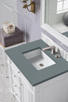 JMV Bristol 30 inch vanity bright white with cala blue quartz countertop 