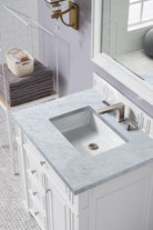 JMV Bristol 30 inch vanity bright white with white carrara marble countertop 