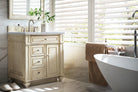 JMV Bristol 30 inch vanity vintage vanilla with white carrara marble countertop lifestyle