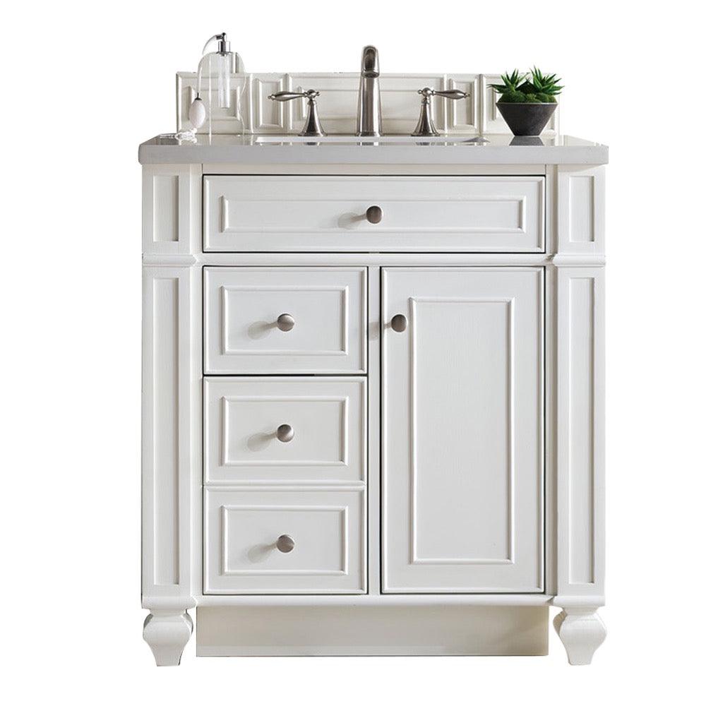 JMV Bristol 30 inch vanity bright white with white zeus quartz countertop 