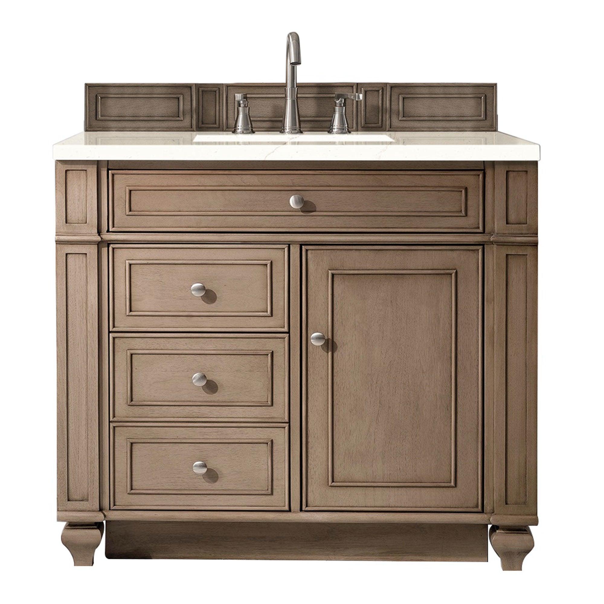 JMV Bristol 36 inch vanity whitewashed walnut with eternal marfil quartz countertop 