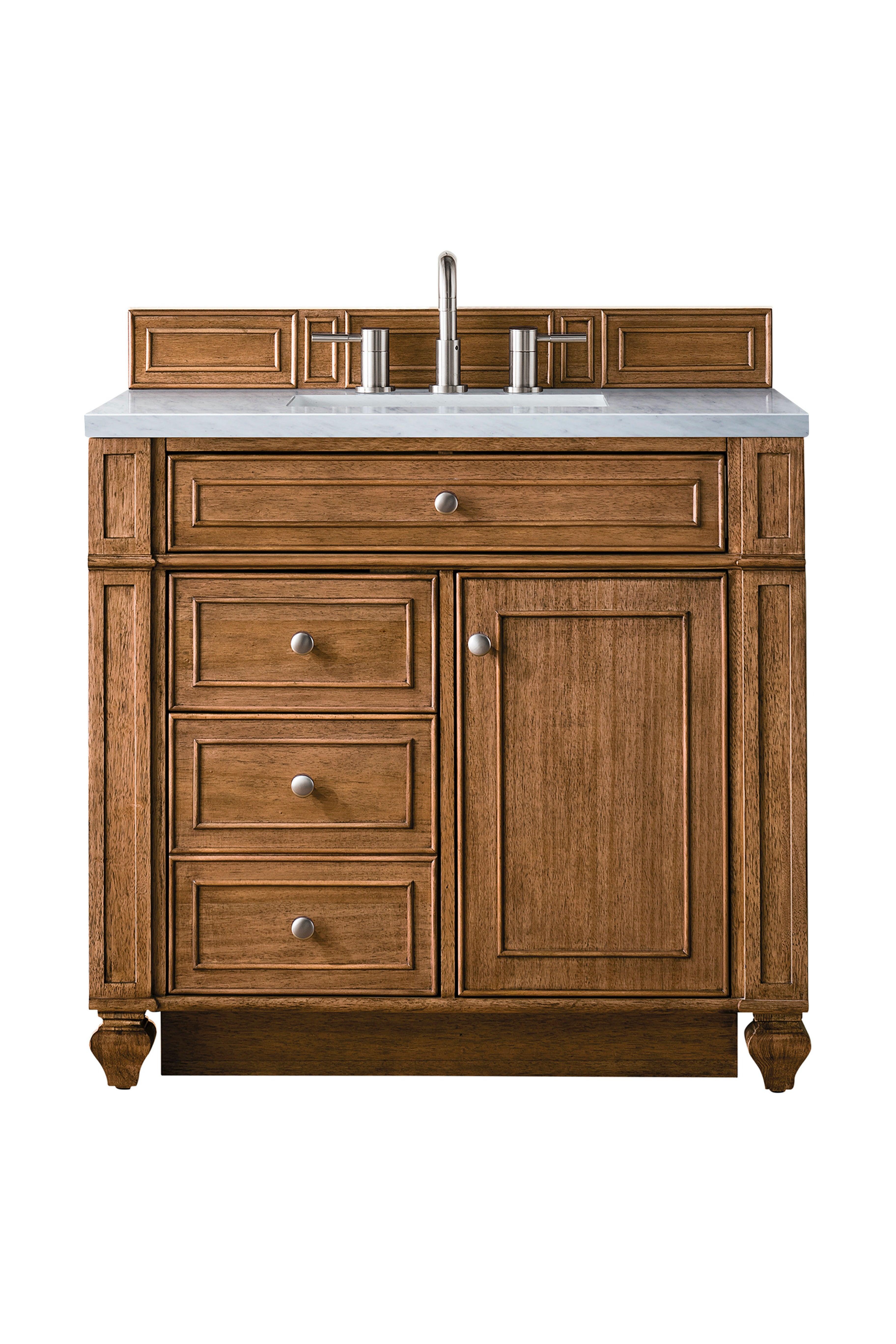 JMV Bristol 36 inch vanity saddle brown arctic fall solid surface countertop 