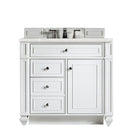 JMV Bristol 36 inch vanity bright white with eternal serena quartz countertop 