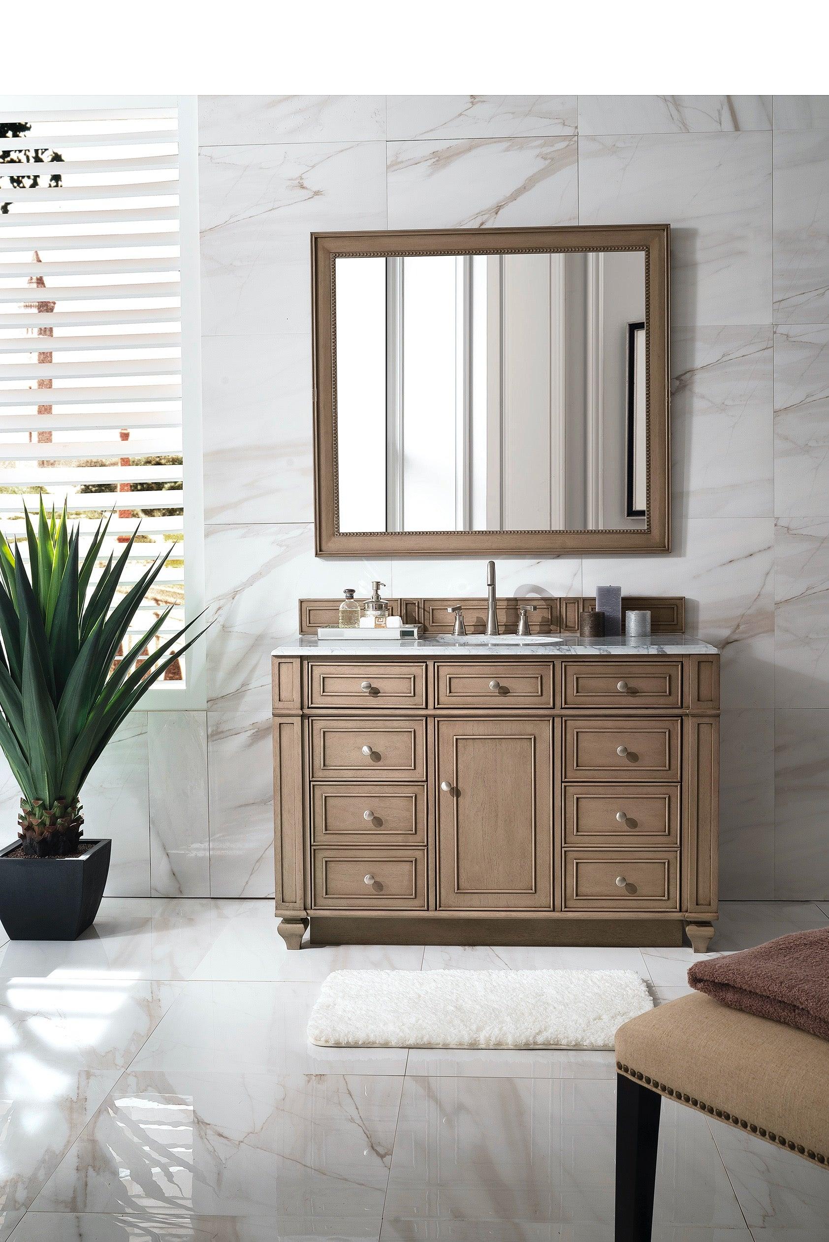 JMV Bristol 48 inch vanity whitewashed walnut lifestyle