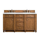 JMV Bristol 60 inch double vanity saddle brown with white zeus quartz countertop 