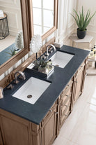 JMV Bristol 60 inch double vanity whitewashed walnut with charcoal soapstone quartz countertop 