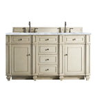 JMV Bristol 60 inch double vanity vintage vanilla with white carrara marble countertop 