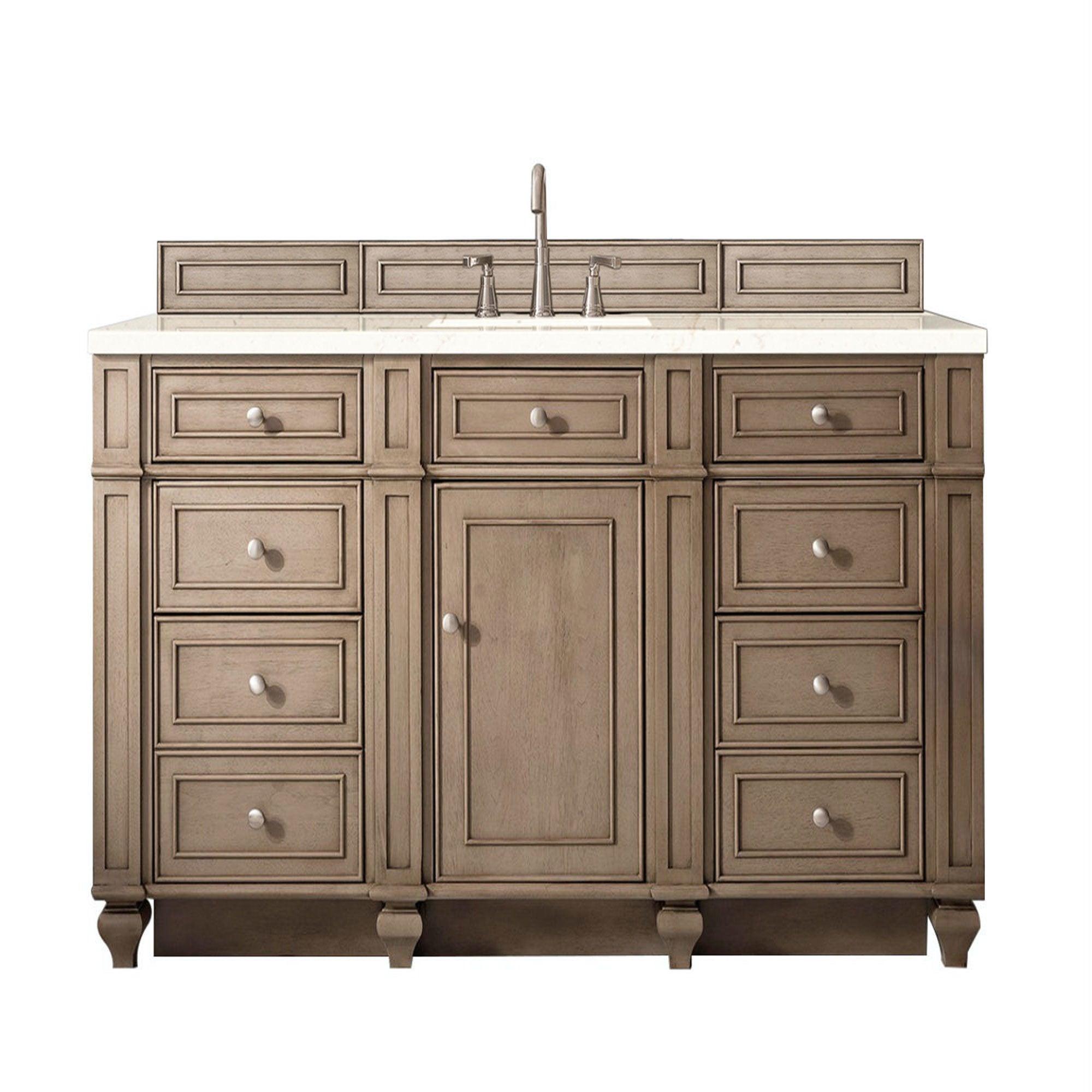 JMV Bristol 60 inch vanity whitewashed walnut with eternal marfil quartz countertop 