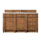 JMV Bristol 60 inch vanity saddle brown with white zeus quartz countertop 