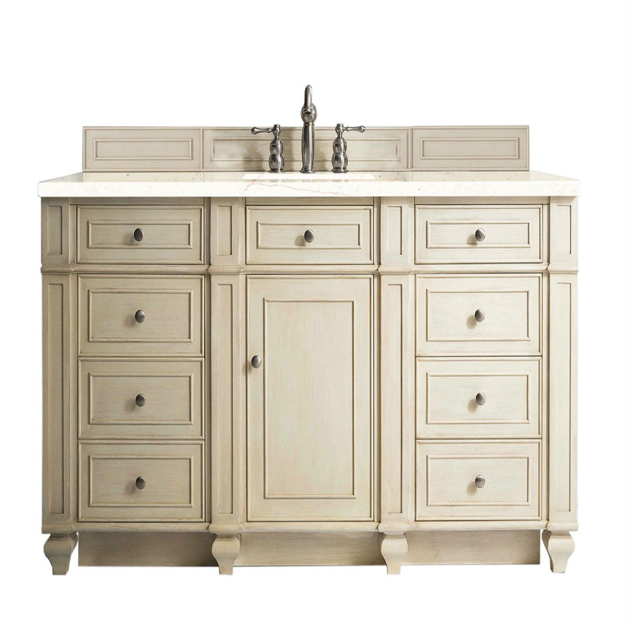 JMV Bristol 60 inch vanity vintage vanilla with eternal marfil quartz countertop 