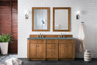 JMV Bristol 72 inch vanity saddle brown with cala blue quartz countertop lifestyle