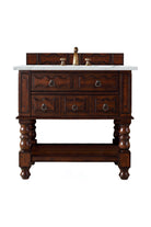 JMV Castilian 36 inch vanity aged cognac with ethereal noctis quartz countertop 